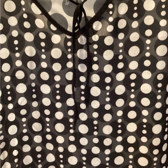 Elegant Black and Off White Polka Dot Women's Blouse - Picture 2 of 4